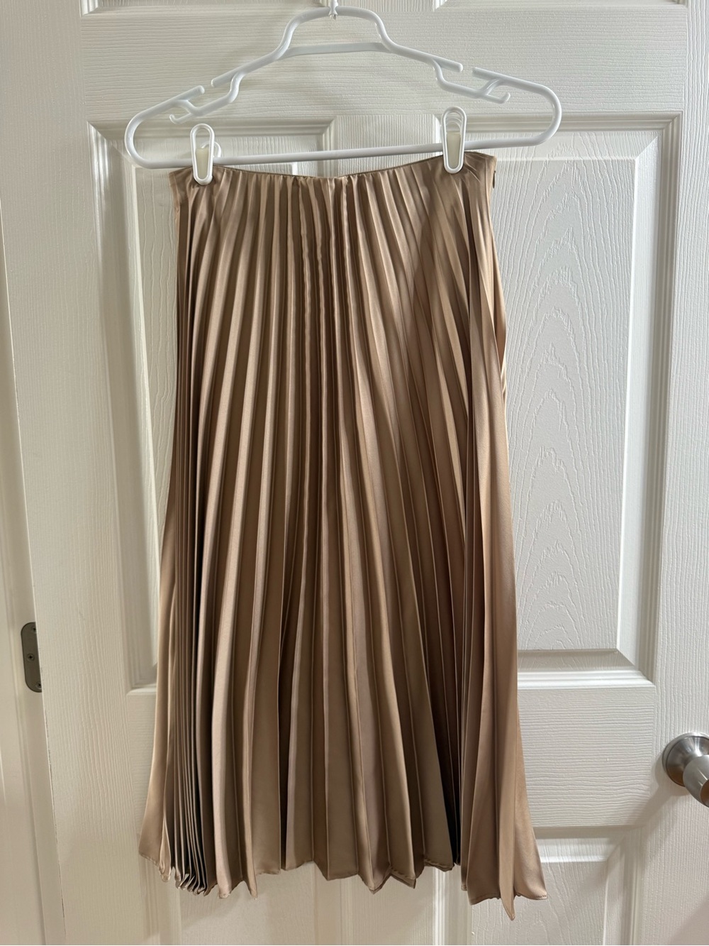 Zara Pleated Midi Skirt in Taupe